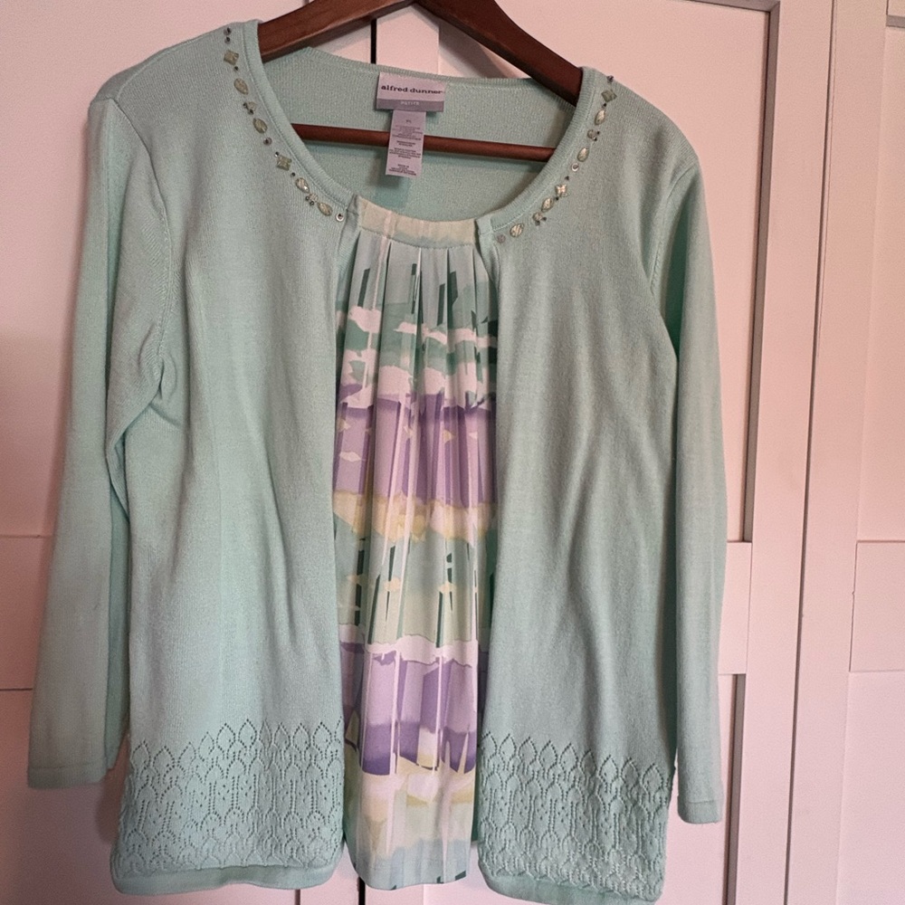 Alfred Dunner Mint Green Knit Top